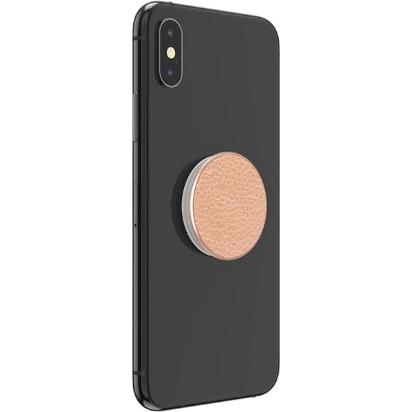 PopSockets Pebbled Vegan Leather Rose Gold Avtagbart Grip med stativfunksjon Premium