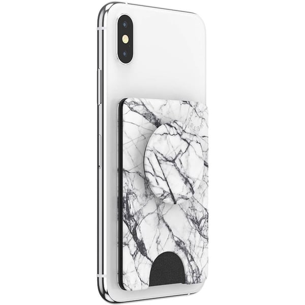 PopSockets Wallet Dove White Marble Avtagbar Lommebok PopWallet+