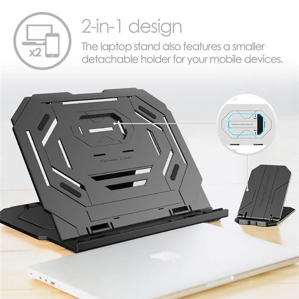 Desire2 2in1 Portabelt Laptopstativ Svart 360 Roterbar inkl Mobilställ