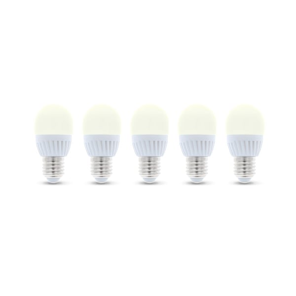 LED-lampe E27, G45, 6W, 3000K, 5-pakning, varm hvit