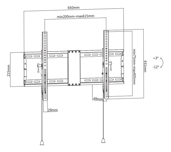 DELTACO Office, heavy-duty tilt foldable, 37"-80", 70kg, 200x200-600x4