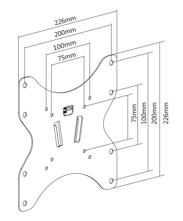 DELTACO näytön seinäkiinnike, kallistus, 23"-42", 35kg, 75x75-200x200