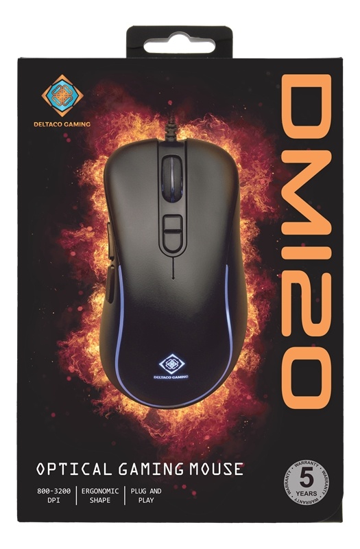DELTACO GAMING DM120 RGB-pelihiiri, musta