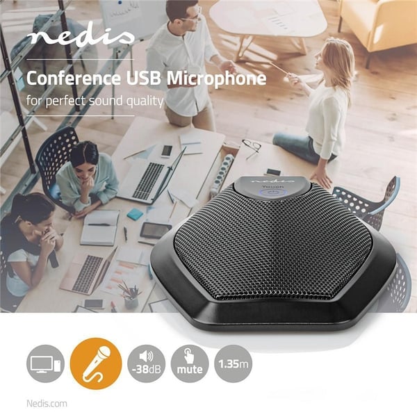 Nedis Mikrofon | Indretning: Desktop / Notebook | Kabel | 1x USB | Indbygget on/off-knap (tænd/sluk)