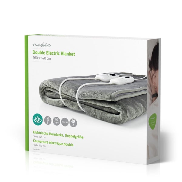 Nedis Elektrisk Teppe | Underblanket | 2 Persons | 160 x 140 cm | 9 Varmeinnstillinger | 9 h | Vaskbar | Overopphetings vern | Digital regulator | Fle