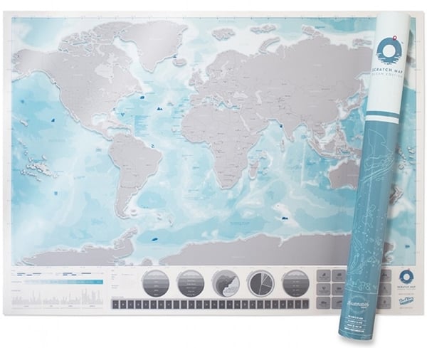 Ocean Scratch Map - kort, hvor du ridser de steder, du har besøgt