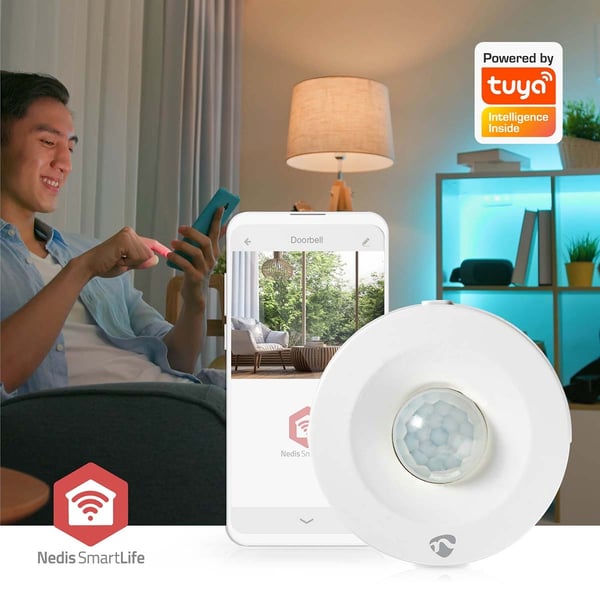 Nedis SmartLife Bevegelsessensor | Batteri drevet | IP20 | Detektorvinkel: 120 ° | Deteksjonsområde: 5 m | Maks. batteri levetid: 12 Måned | Hvit
