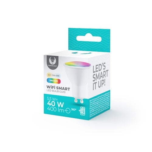 Forever Light Smart LED-pære med WiFi GU10 5,5W, 400lm, RGB