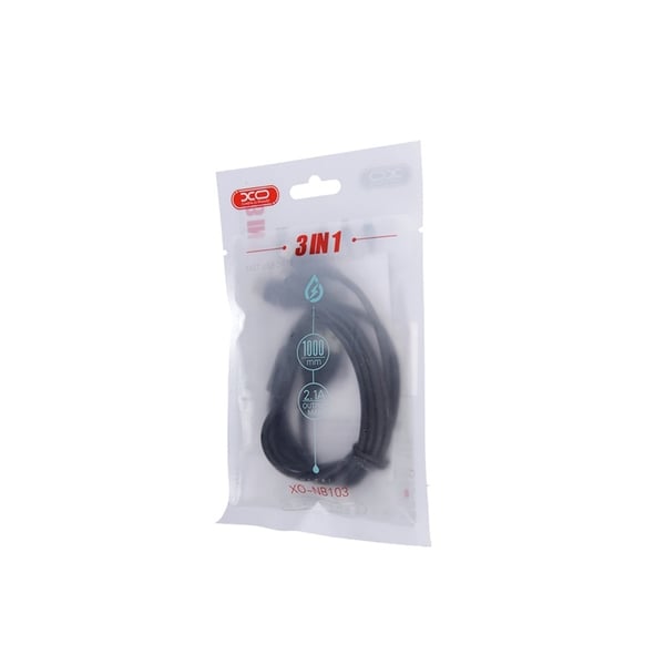 XO NB103, 3-i-1-kabel (2,1A) USB - Lightning + USB-C + microUSB, 1 m