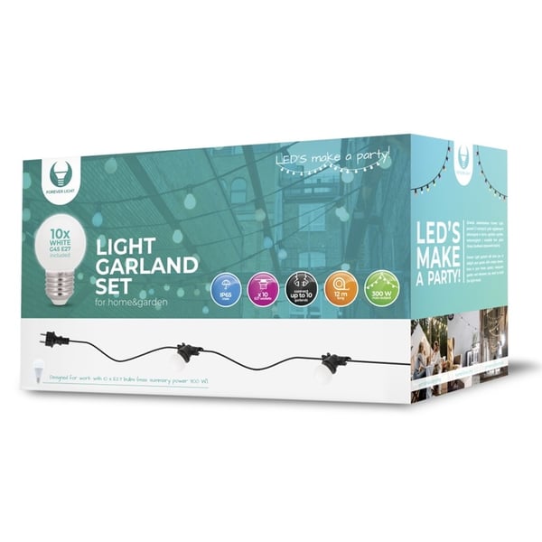 Forever Light LED-sløyfe, 10 stk 2W lamper IP65, 12m
