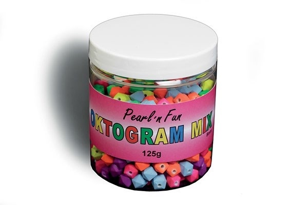 Pearl`n fun Beads Octagram 8mm blandede farger,125g