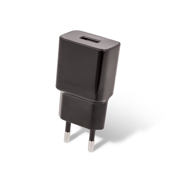 MXTC-01 Vegglader USB, hurtiglading (2,1 A) + microUSB-kabel, svart
