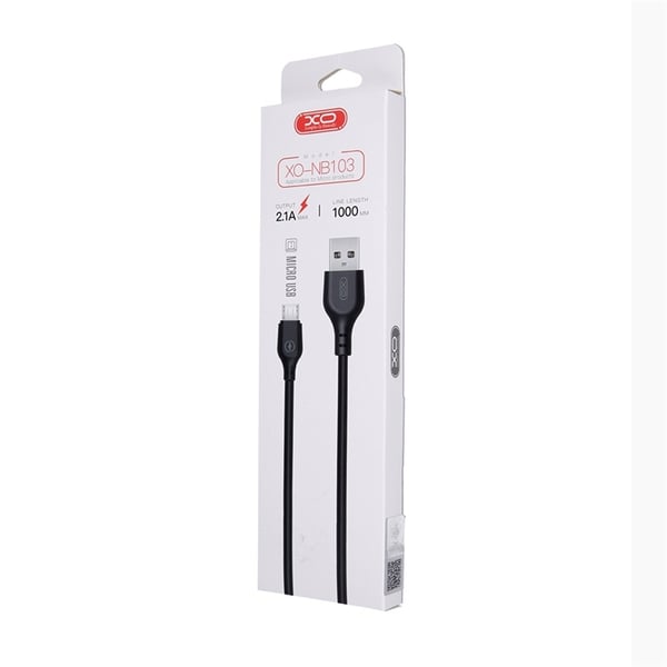 XO NB103 USB - microUSB (2,1A) 1m, svart