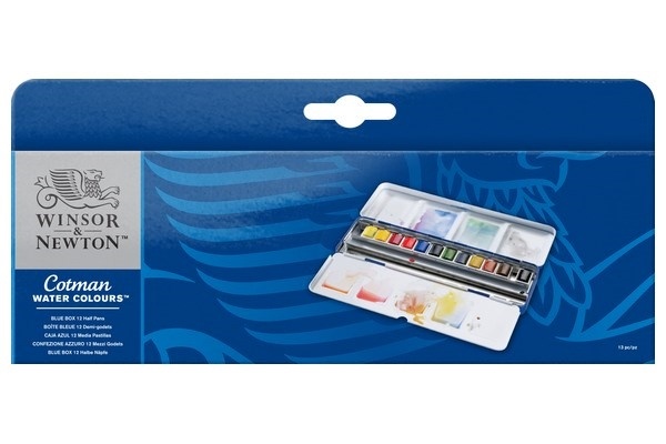 Cotman Water Col 12x½-pan studio Bluebox metal
