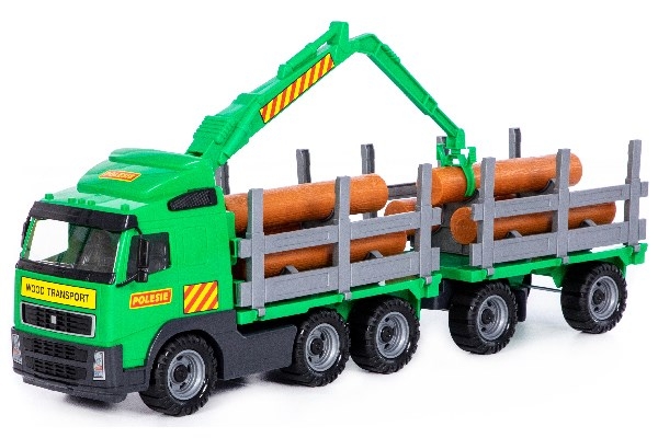 Volvo lastebil med tømmer, kran og tilhenger 775x190x255mm