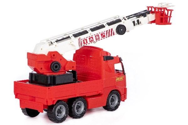Volvo brannbil med kran på lasteplan 580x195x340 mm