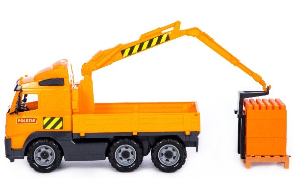 Volvo lastebil med kran + murstein på pall 450x190x250mm