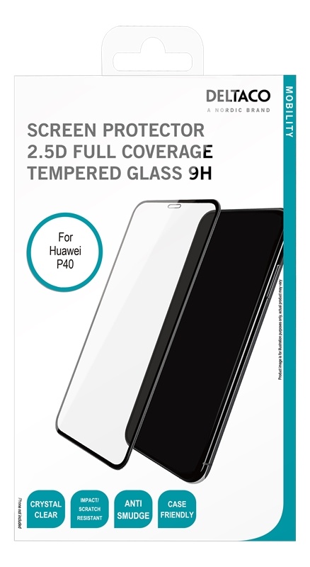 DELTACO näytönsuoja Huawei P40:lle, 2.5D karkaistua lasia