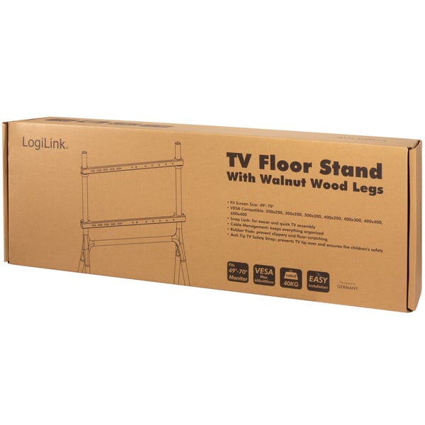 LogiLink Gulvstativ for TV 49-70" svart/valnøtt