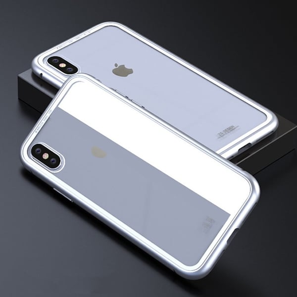 CAFELE iPhone X/XS Glassdeksel med magnetisk lås for i sølvfarge