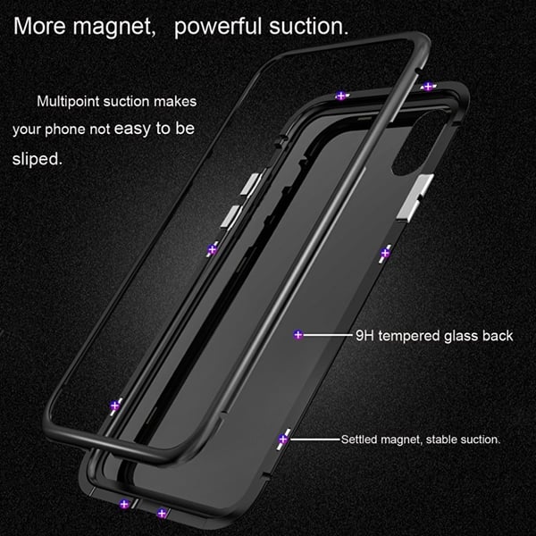 CAFELE iPhone X/XS Glassdeksel med magnetisk lås for i sølvfarge