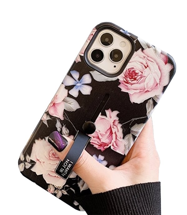 Moteveske med fingerholder - iPhone 12/12 Pro, Vårblomster