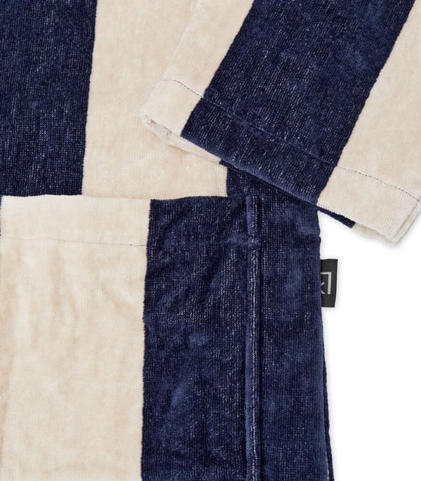 Kosta Linnewäfveri Velourbadekåpe, Navy/Sand, XXL