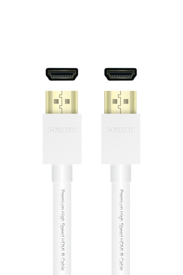 QNECT Premium høyhastighets HDMI m/Ethernet 4K UHD 18 GB, 2 m, Vit