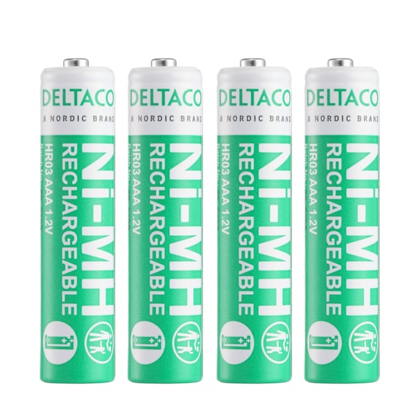 DELTACO Ultimate Ni-Mh oppladbar, LR03/AAA-størrelse, 750 mAh, 4-pk (SG)