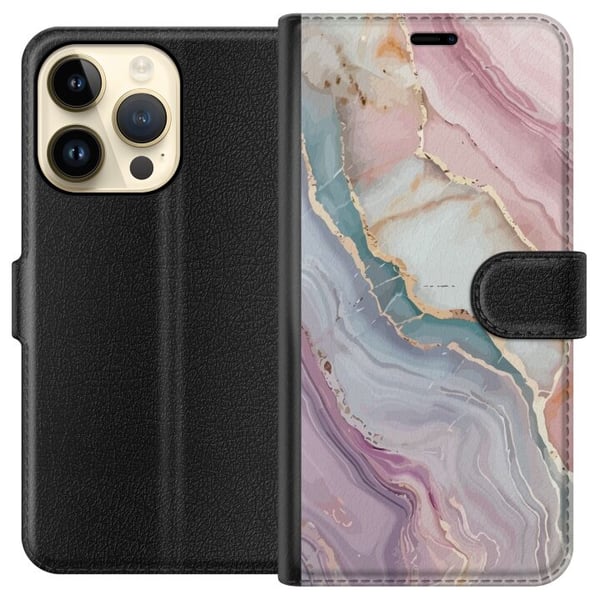 Lommeboketui til Apple iPhone 15 Pro med Marmor motiv
