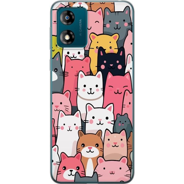 Mobildeksel til Motorola Moto E13 med Kattmønster motiv