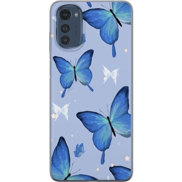 Mobildeksel til Motorola Moto E32s med Blå sommerfugler motiv