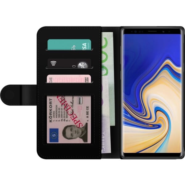 Lommeboketui til Samsung Galaxy Note9 med Blå sommerfugler motiv