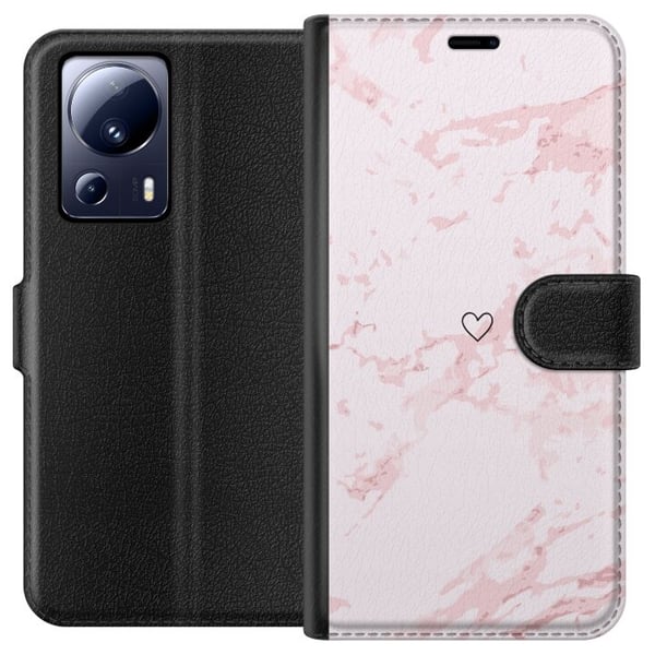 Lommeboketui til Xiaomi 13 Lite med Rosa Hjerte motiv