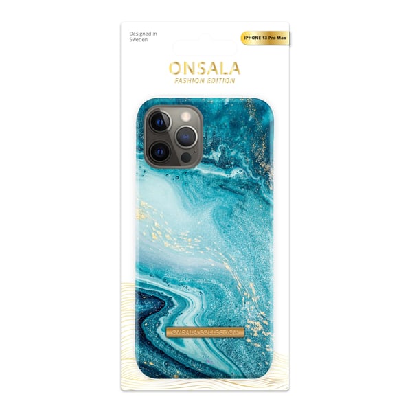 Onsala COLLECTION Mobilskal Soft Blue Sea Marble iPhone 13 Pro Max