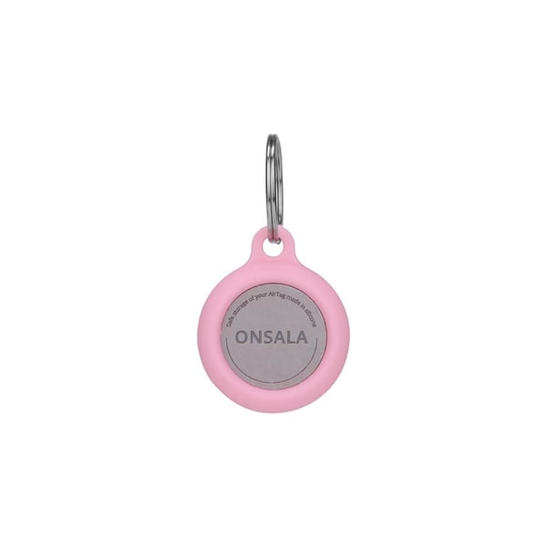 Onsala Airtag Holder Silikone med Nøglering Rosa