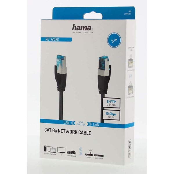 Hama Nettverkskabel CAT6a S/FTP 3m Svart