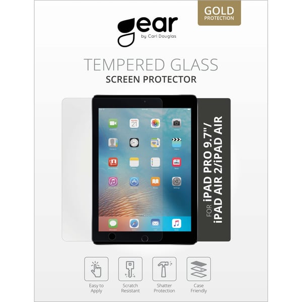 Gear Glass Prot. Flat Case Friendly 2.5D GOLD iPad 2017/2018/Air/Air2/Pro 9,7"