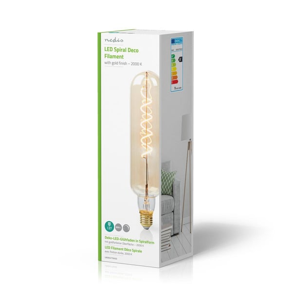Nedis LED lyspære E27 | T65 | 8.5 W | 600 lm | 2000 K | Dimbar | Med gullfinish | Retro Style | 1 stk