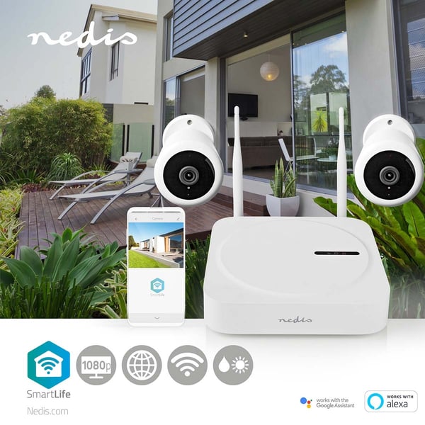 Nedis SmartLife trådløst kamerasystem | 2x Kamera | Full HD 1080p | IP65 | Nattsyn | Hvit