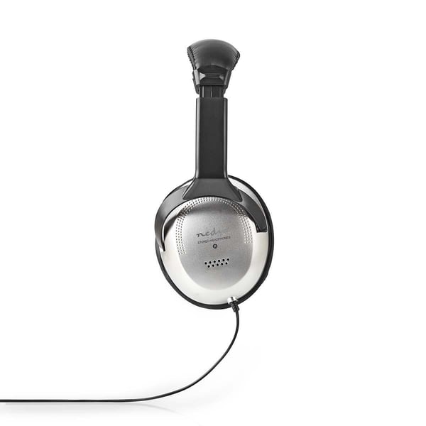 Nedis Over-Ear hodetelefoner med kabel | 3.5 mm | Kabellengde: 2.70 m | Volumkontroll | Sort / Sølv