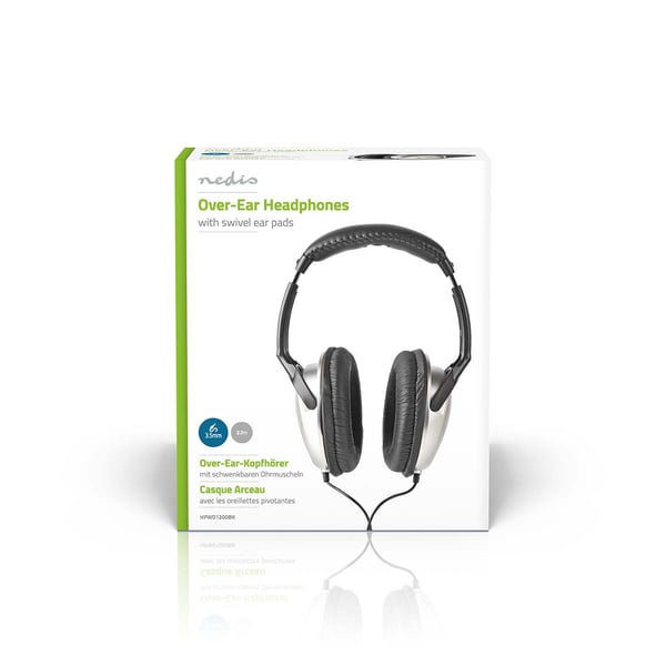 Nedis Over-Ear hodetelefoner med kabel | 3.5 mm | Kabellengde: 2.70 m | Volumkontroll | Sort / Sølv