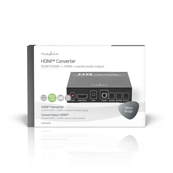 Nedis HDMI ™ Muunnin | SCART Female | 1x 3.5 mm sound out / 1x Digital Audio / 1x HDMI™ Output | Yksisuuntainen | 1080p | 1.65 Gbps | Alumiini | Antra