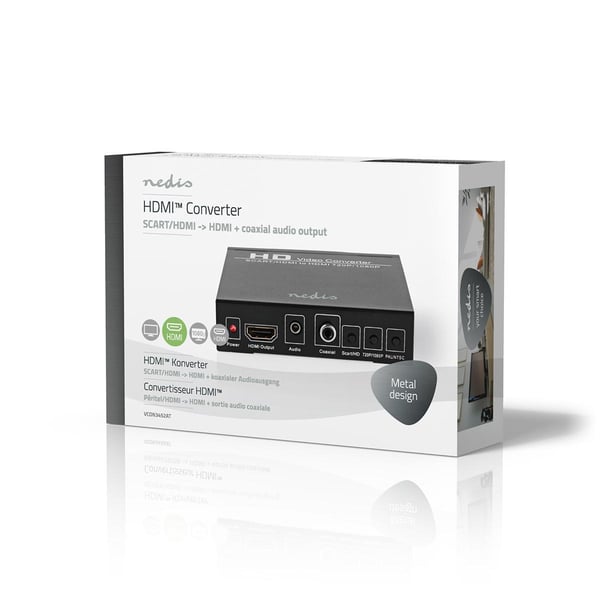 Nedis HDMI ™ Muunnin | SCART Female | 1x 3.5 mm sound out / 1x Digital Audio / 1x HDMI™ Output | Yksisuuntainen | 1080p | 1.65 Gbps | Alumiini | Antra