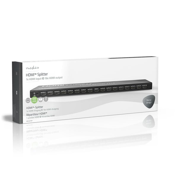 Nedis HDMI ™ Splitter | 16 port(s) | USB-A Female / 16x HDMI™ Output | 4K@60Hz | 18 Gbps | Metall | Antrasitt
