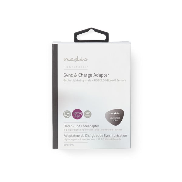 Nedis Lightning Adapter | Apple Lightning 8-Pinners | USB Micro-B Hun | Gull belagt | Rund | Aluminium | Deksel Vindusboks