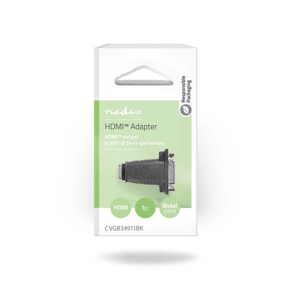 Nedis HDMI™ Adapter | HDMI™ Input | DVI-D 24+1-Pins Hun | Nikkelplateret | Lige | ABS | Sort | 1 stk. | Box