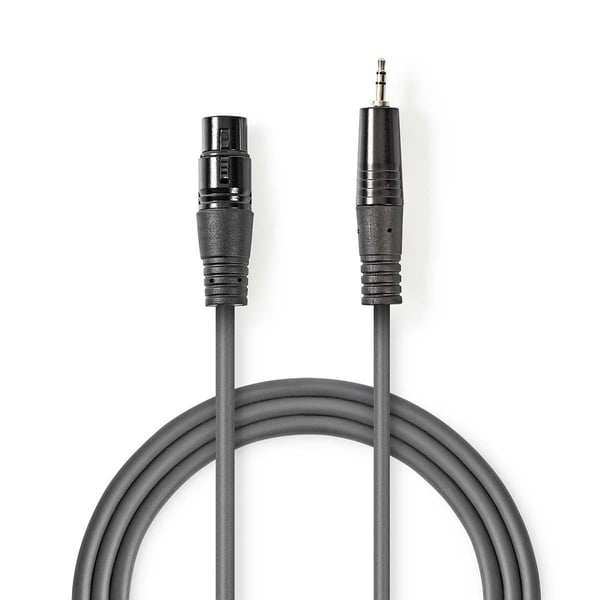 Nedis Balansert lydkabel | XLR 3-Pin Han | 3.5 mm Han | Nikkel belagt | 1.50 m | Rund | PVC | Mørk Grå | Pappetui