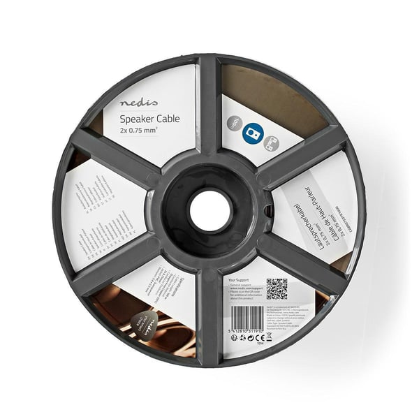 Nedis Speaker Cable | 2 x 0.75 mm² | Kobber | 100 m | Rund | PVC | Gjennomsiktig | Rull
