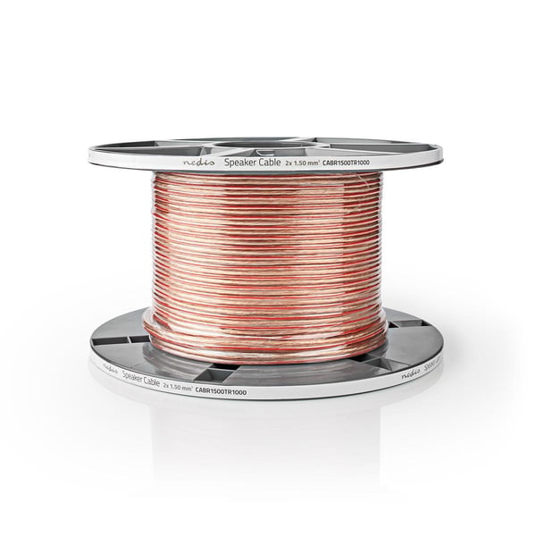 Nedis Speaker Cable | 2 x 1.50 mm² | Kobber | 100 m | Rund | PVC | Gjennomsiktig | Rull